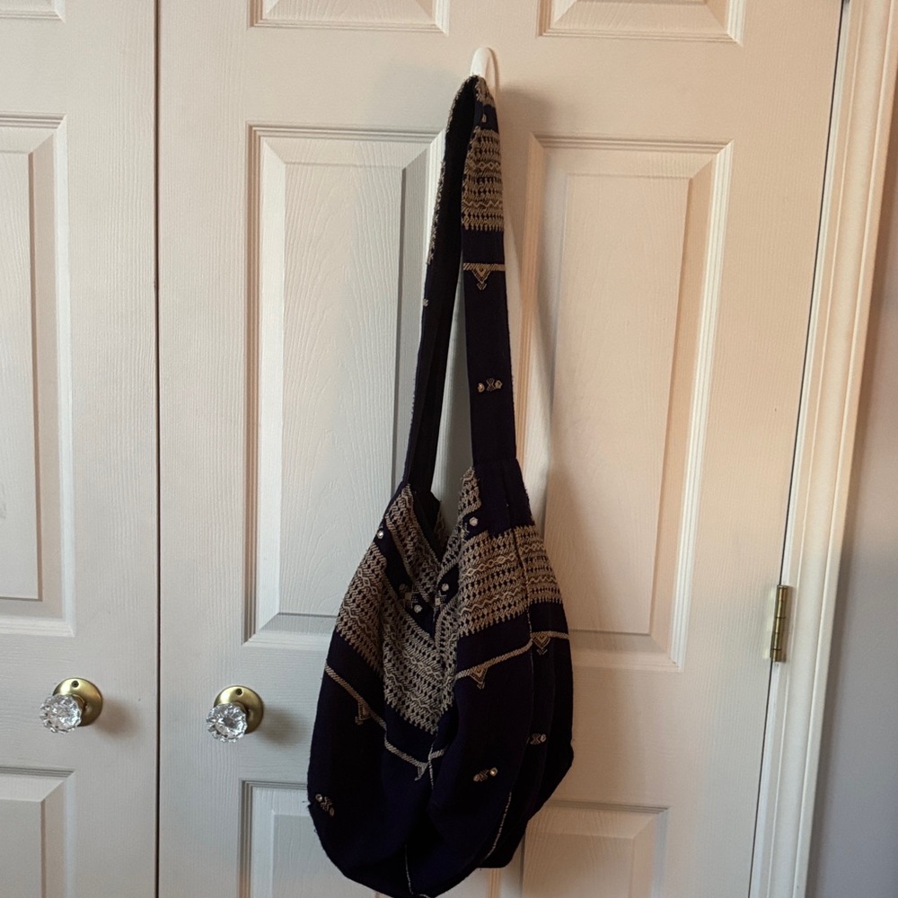 Ralph Lauren Denim & Supply Navy Blue and Tan Hobo Bag